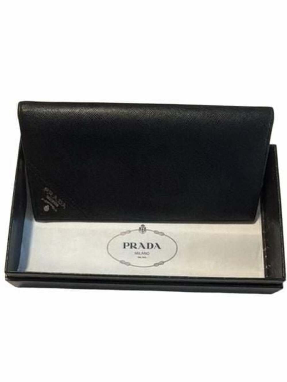 Prada Black Saffiano Leather Long Bifold Wallet with Box and Cards - Picture 2 of 8